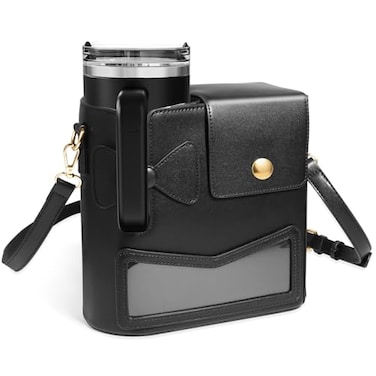 TCJJ Crossbody Bag for Stanley Cup Purse Outdoor Portable Water Bottle Holder with Adjustable Shoulder Strap Black