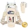 LOKASS Personalized Water Bottle Holder with Strap for Stanley Cup Accessories 40 oz Initial Stanley Cup Holder Carrier Bag with Phone Pocket Stylish Tumbler Accessories for Everyday Carry Beige M