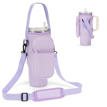 GOEWY Water Bottle Carrier Bag for Stanley 40 oz Tumbler with Phone Pocket Neoprene Water Bottle Holder with Shoulder Handheld Strap Stanley Cup Accessories