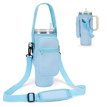 GOEWY Water Bottle Carrier Bag for Stanley 40 oz Tumbler with Phone Pocket Neoprene Water Bottle Holder with Shoulder Handheld Strap Stanley Cup Accessories