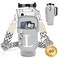 LOKASS Personalized Water Bottle Holder with Strap for Stanley Cup Accessories 40 oz Initial for Stanley Cup Holder Carrier Bag with Phone Pocket Everyday Carry Tumbler Accessories Gray