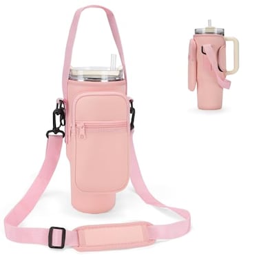 GOEWY Water Bottle Carrier Bag for Stanley 40 oz Tumbler with Phone Pocket Neoprene Water Bottle Holder with Shoulder Handheld Strap Stanley Cup Accessories
