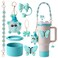 JINHCHIF Stanley Cup Accessories Set I Water Bottle Handle Strap Silicone Cup Boot Butterfly Sticker Keychain Charms Handle CharmsBow Straw Topper Accessories for Stanley Cup 40oz30oz