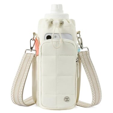 Telena Water Bottle Holder with Strap 40 oz Crossbody Water Bottle Bags for Women Men Walking Running Pink