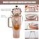 SEMATA Bling Accessories for Stanley Cup 40oz 30oz Tumbler including Silicone Cute Bow Straw Topper Cover Silicone Boot for Stanley CupLeather Water Bottle Handle Strap CharmsBrown
