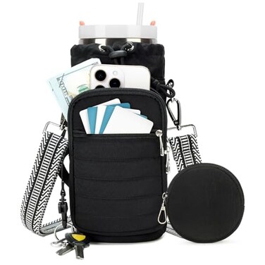 YIQUN Water Bottle Carrier bag with Strap Water Bottle Holder with Strap and with Phone Pocket for Walking Hiking Cycling