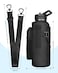 Sports rabbit Water Bottle Holder with Strap Universal Fit for 40oz Bottles Compatible with Stanley Owala Hydro Flask Large Pocket Adjustable Crossbody Strap for Gym Office Outdoor Black