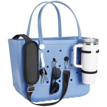 ANTAND Shoulder Strap for Bogg Bag Accessories Cup Holder for Stanley Cup 30oz 40oz Beach Tote Bag Accessories Inserts Key Holder Foldable Water Bottle Holder Adjustable Crossbody Extenders Black