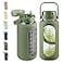 SIEROZUR 64 oz Glass Water Bottle with 2in1 Straw Lid Large Half Gallon Water Bottle with Time Marker Removable Silicone SleeveWide Mouth BPAFree Borosilicate Bottle for Gym Workout Daily Use