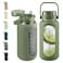 SIEROZUR 64 oz Glass Water Bottle with 2in1 Straw Lid Large Half Gallon Water Bottle with Time Marker Removable Silicone SleeveWide Mouth BPAFree Borosilicate Bottle for Gym Workout Daily Use