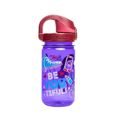 Nalgene Sustain Tritan BPAFree Kids On The Fly Water Bottle Made with Material Derived from 50 Plastic Waste Leak Proof Durable BPA Free Carabiner Friendly Reusable 12 oz BeYouTiful