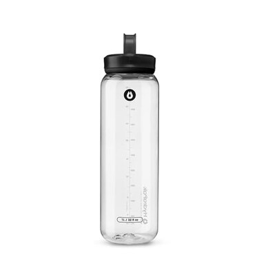 HydraPak Recon Clip Carry Wide Mouth Recycled Plastic Water Bottle 32oz Eco Friendly BPA Free Tethered Cap Clear