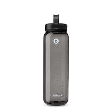 HydraPak Recon Clip Carry Wide Mouth Recycled Plastic Water Bottle 32oz Eco Friendly BPA Free Tethered Cap Charcoal Grey
