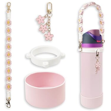 SITKOL Silicone Boot Set for Owala Water Bottle 32 oz Includes Water Bottle Handle Strap Perfect Owala Accessories Fits Owala Tumbler Owala Free Sip for Pink owala Pink