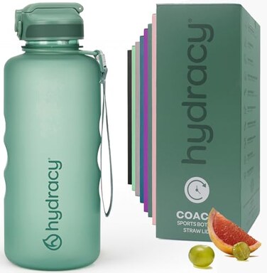 Hydracy 2L Large Water Bottle Shatterproof BPA Free Tritan Plastic Leakproof Zero Condensation With Detachable Carry Strap Spillproof Lid Convenient Silicon Spout Ideal for Gym Yoga