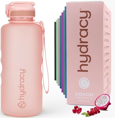Hydracy 2L Large Water Bottle Shatterproof BPA Free Tritan Plastic Leakproof Zero Condensation With Detachable Carry Strap Spillproof Lid Convenient Silicon Spout Ideal for Gym Yoga
