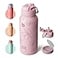 BOTTLE BOTTLE 32 oz Insulated Water Bottle Stainless Steel Sport Water Bottle with Straw Dualuse Lid Design for Gym with Pill Box pink flower