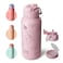 BOTTLE BOTTLE 32 oz Insulated Water Bottle Stainless Steel Sport Water Bottle with Straw Dualuse Lid Design for Gym with Pill Box pink flower