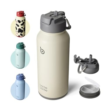 BOTTLE BOTTLE 32 oz Insulated Water Bottle Stainless Steel Sport Water Bottle with Straw Dualuse Lid Design for Gym with Pill Box gray