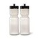 50 Strong Sports Water Bottles 2Pack Reusable 22 oz BPAFree Plastic Bottles with Pull Top Cap Top Rack Dishwasher Safe Fits Most Bike Cages Brand Clear