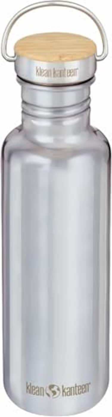 Klean Kanteen 27 oz Reflect Water Bottle with Bamboo Cap Reusable Water Bottle BPAFree Made with Stainless Steel FoodGrade Silicone Mirrored Stainless 27 oz