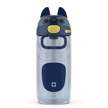 Ello Ellies 16oz Plastic Kids Water Bottle with Straw and Builtin Carrying Handle and LeakProof Locking Lid for School backpack Lunchbox and Outdoor Sports Dog