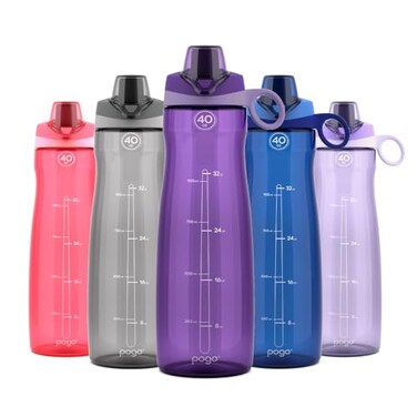 Pogo BPAFree Tritan Plastic Water Bottle with Chug Lid 40 Oz Purple