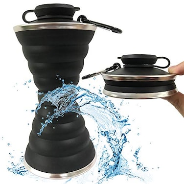 Semetor Collapsible Water Bottle 500ml BPA Free Silicone Reusable Portable Heat Resistant Suitable for Outdoor Activities Easy to Clean