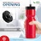 50 Strong Sports Water Bottles 2Pack Reusable 22 oz BPAFree Plastic Bottles with Pull Top Cap Made in USA Top Rack Dishwasher Safe Fits Most Bike Cages Brand Red