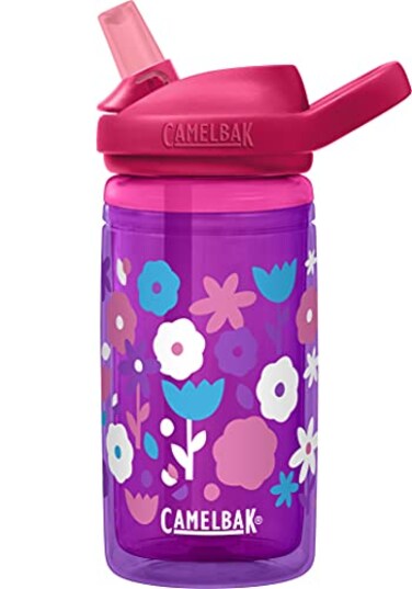 CamelBak Eddy Kids Water Bottle with Bite Valve Straw LeakResistant EasySip Design for Everyday Hydration 14oz Flower Power