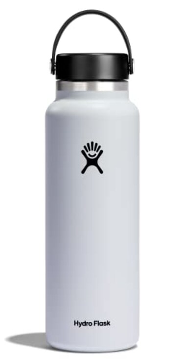 Hydro Flask Water Bottle Insulated Stainless Steel Wide Mouth Flex Lid Non Spill Leakproof and Refillable in 40 Oz