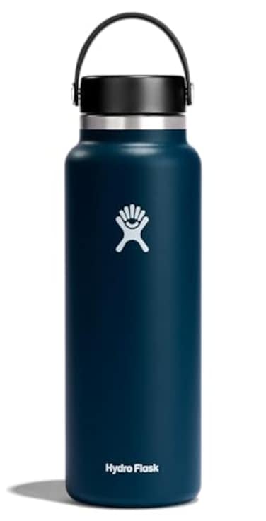 Hydro Flask Water Bottle Insulated Stainless Steel Wide Mouth Flex Lid Non Spill Leakproof and Refillable in 40 Oz