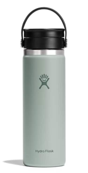 Hydro Flask Water Bottle Insulated Stainless Steel Wide Mouth Flex Sip Lid Non Spill Leakproof and Refillable in 20 Oz Agave