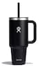Hydro Flask Travel Tumbler with Handle Lid and Straw Insulated Stainless Steel in 40 Oz Black