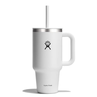 Hydro Flask 32 Oz Travel Tumbler with Handle Lid and Straw Insulated Stainless Steel in 32 Oz White