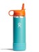 Hydro Flask Kids Water Bottle for School Stainless Steel and Insulated with Straw Cap 18 Oz in Seaspray Blue