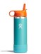 Hydro Flask Kids Water Bottle for School Stainless Steel and Insulated with Straw Cap 18 Oz in Seaspray Blue