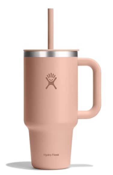 Hydro Flask Travel Tumbler with Handle Lid and Straw Insulated Stainless Steel in 32 Oz Seacliff