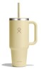 Hydro Flask Travel Tumbler with Handle Lid and Straw Insulated Stainless Steel in 40 Oz Starlight