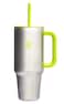 Hydro Flask Travel Tumbler with Handle Lid and Straw Insulated Stainless Steel in 40 Oz Stainless Steel Lime