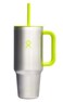 Hydro Flask Travel Tumbler with Handle Lid and Straw Insulated Stainless Steel in 40 Oz Stainless Steel Lime
