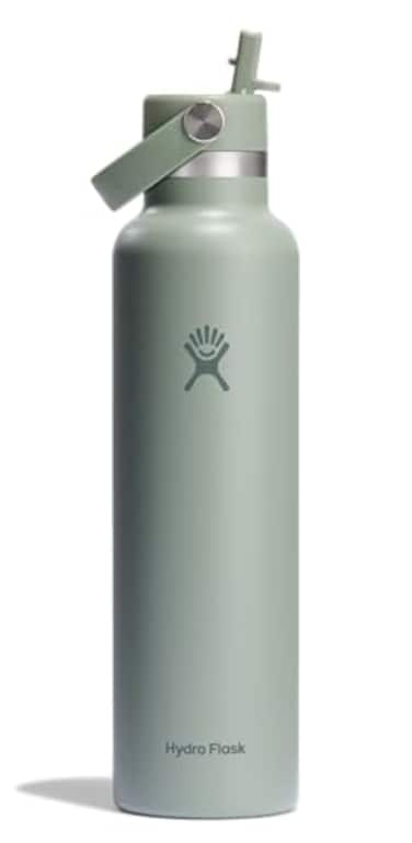 Hydro Flask Water Bottle Insulated Stainless Steel Straw Lid Non Spill Leakproof 24 Oz Agave Green