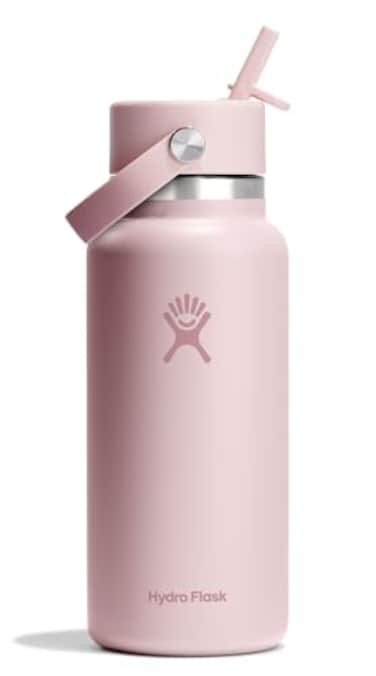 Hydro Flask Water Bottle Insulated Stainless Steel Wide Straw Lid Non Spill Leakproof in 32 Oz Trillium Pink