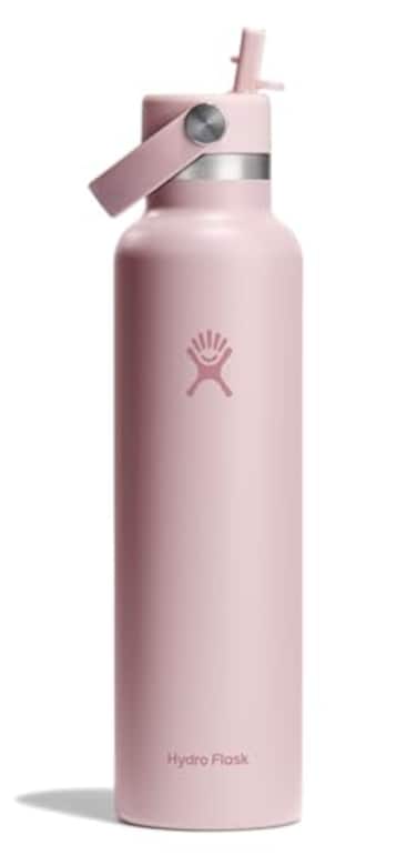 Hydro Flask Water Bottle Insulated Stainless Steel Straw Lid Non Spill Leakproof 24 Oz Trillium Pink
