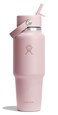 Hydro Flask Travel Water Bottle Insulated Stainless Steel Wide Straw Lid Non Spill Leakproof in 32 Oz Trillium Pink