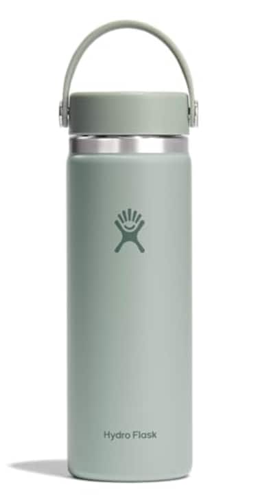 Hydro Flask Water Bottle Insulated Stainless Steel Wide Mouth Flex Lid Non Spill Leakproof and Refillable in 20 Oz Tonal Agave