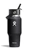 Hydro Flask Travel Water Bottle Insulated Stainless Steel Wide Straw Lid Non Spill Leakproof in 24 Oz Black