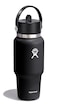 Hydro Flask Travel Water Bottle Insulated Stainless Steel Wide Straw Lid Non Spill Leakproof in 24 Oz Black