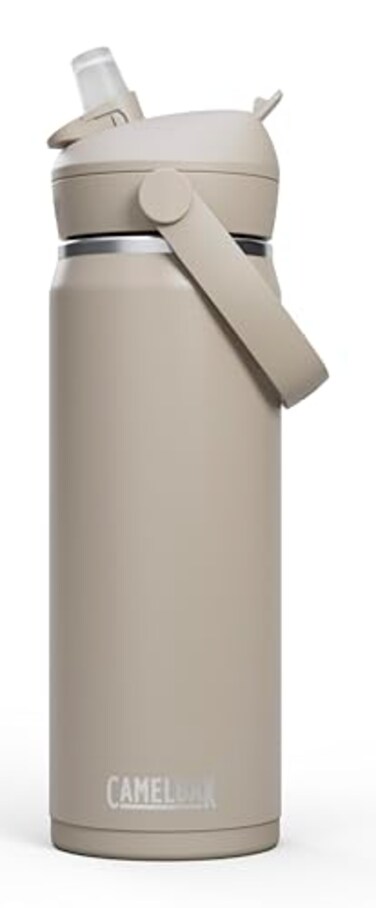 CamelBak Thrive Flip Straw Insulated Stainless Steel Water Bottle Cold Retention Design for Everyday Hydration and Active Use 20oz Stone