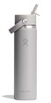 Hydro Flask Water Bottle Insulated Stainless Steel Wide Mouth Flex Straw Lid Non Spill Leakproof and Refillable in 24 Oz Tonal Birch